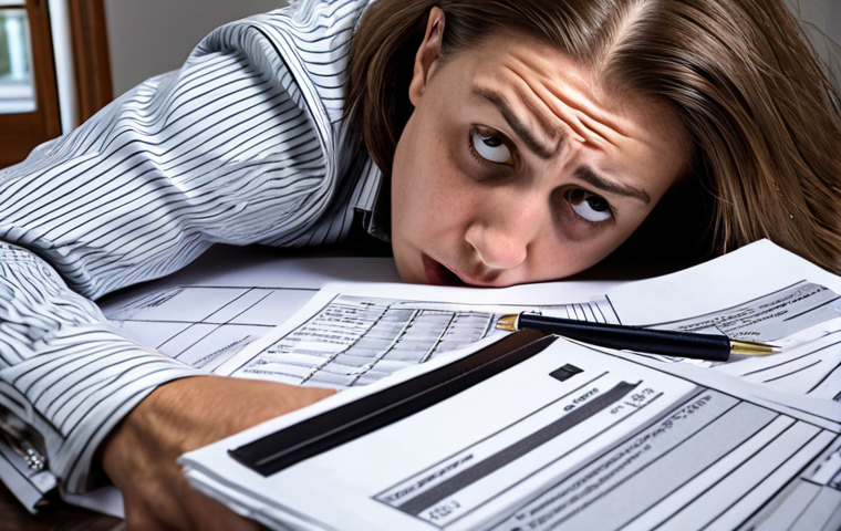 A worried person overwhelmed by property tax documents, emphasizing the complexity and anxiety associated with real estate taxes.